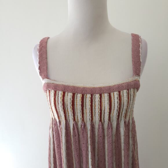 Free People Rain Shadow Maxi Dress Knit Babydoll Square Neck Striped XS - Picture 6 of 14